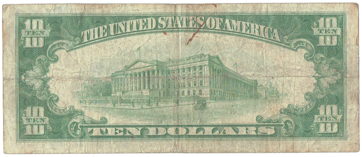 1934 ten dollar silver certificate