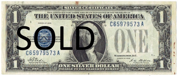 1928 one dollar silver certificate