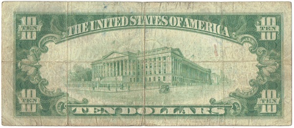 1929 ten dollar national currency