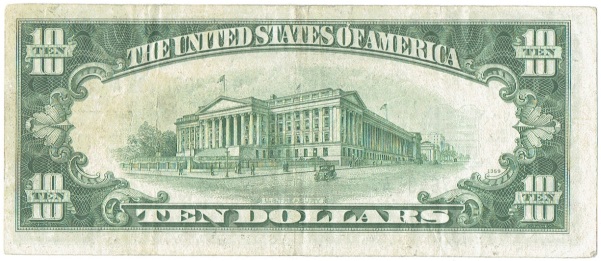 1934C ten dollar silver certificate