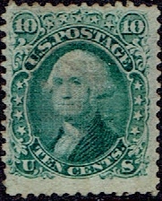 1867 US #89 Ten Cent Green Washington E Grill