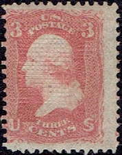 1867 US #94 Three Cent Red Washington F Grill