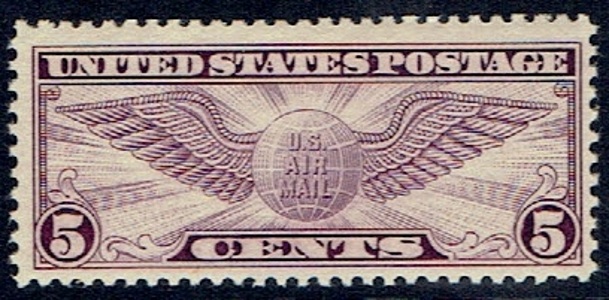 1930 C12 Five Cent Violet Winged Globe
