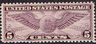 1931 C16 Five Cent Violet Winged Globe