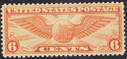1934 C19 Six Cent orange winged globe