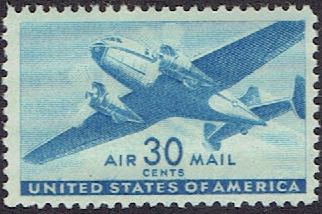 1941 C30 Thirty Cent Blue Transport Plane