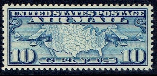 1926 C7 Ten Cent Blue Map and Planes